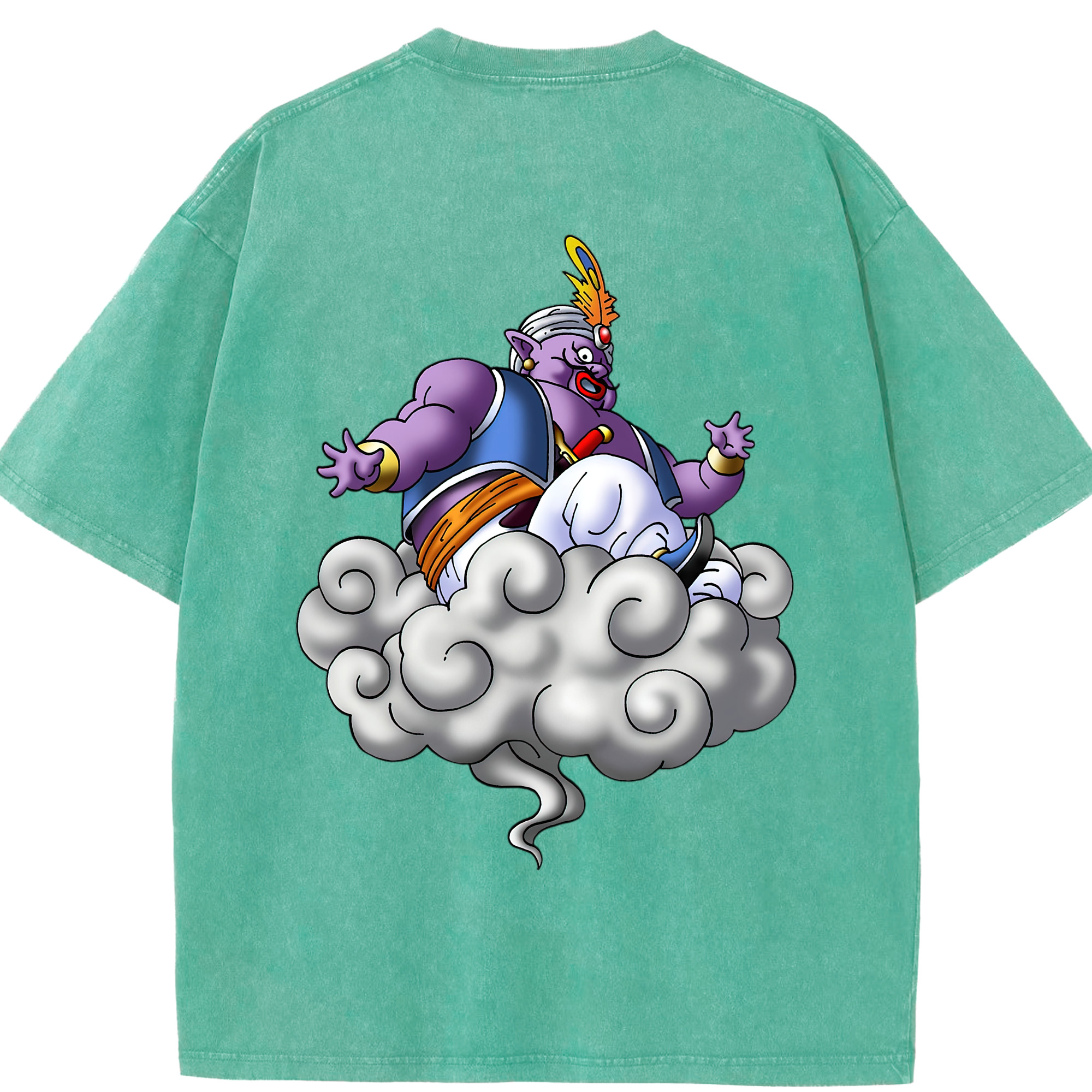 （画像用） ドラゴンクエスト Doragon Kuesuto Dragon Quest 綿100% ヴィンテージ風 半袖Tシャツ（背面プリント）